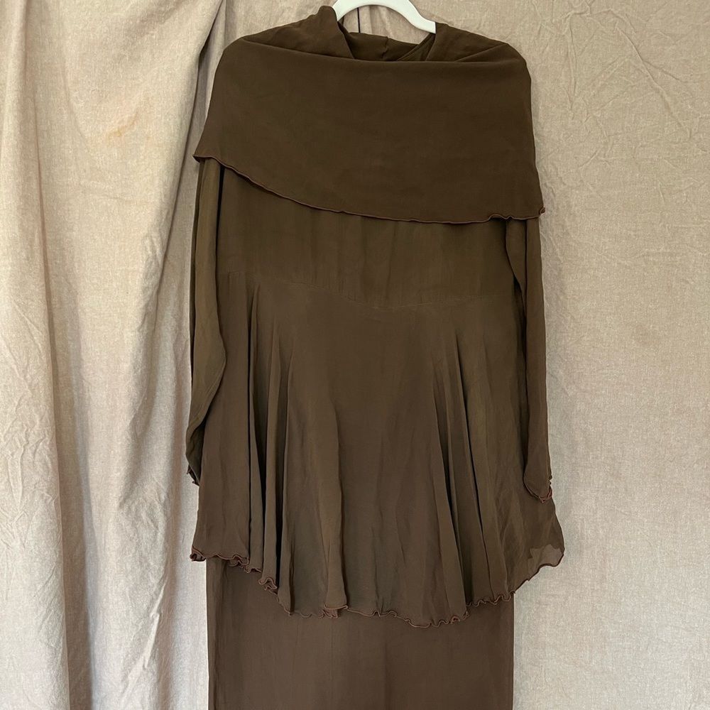Vintage 70s Beth Schaeffer Dress with Multi Tier Design and Semi Sheer Layers